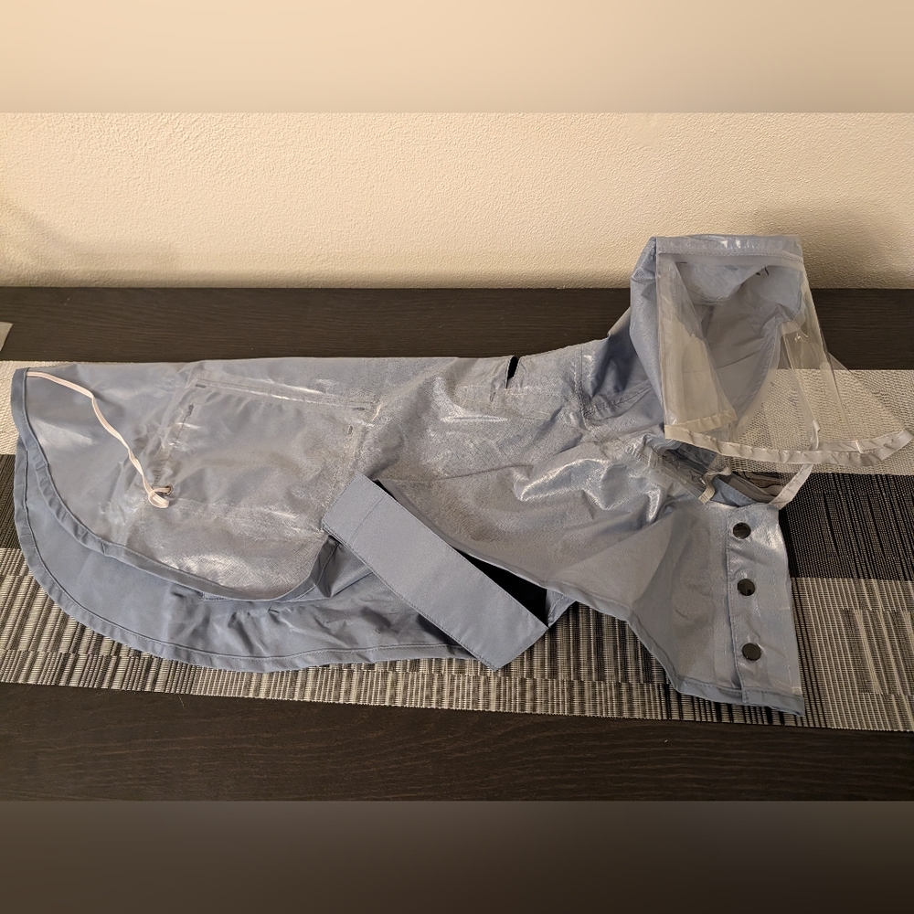 Puppy Dog Hooded Blue Gray Raincoat Xl Sized - Picture 5 of 9